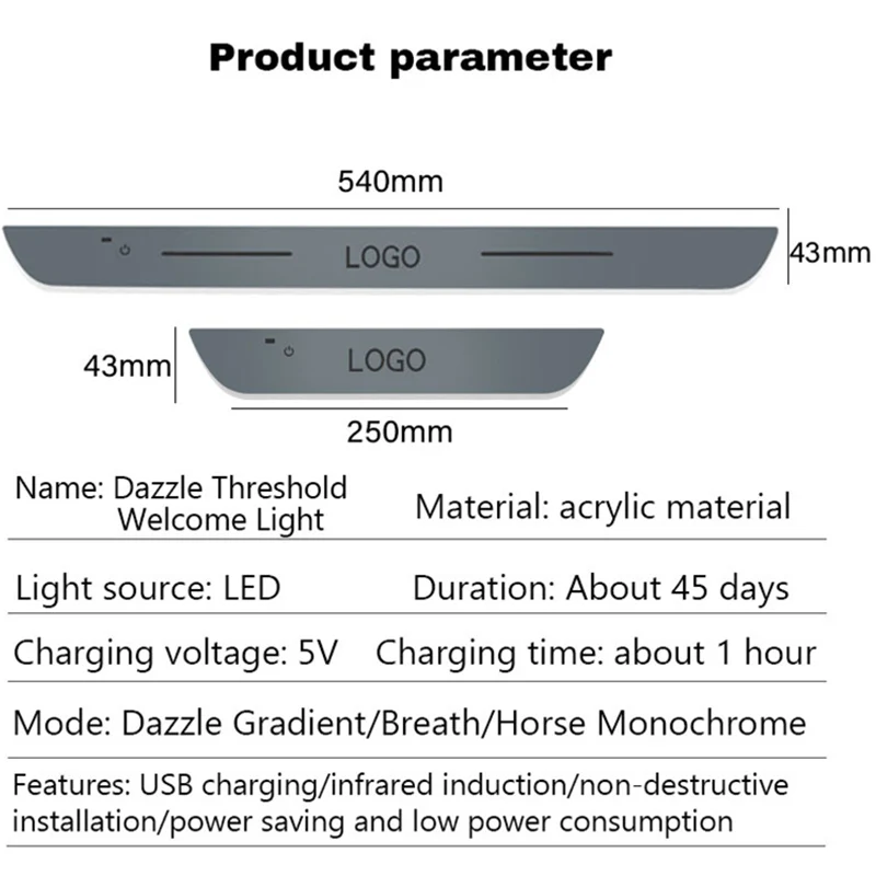 자동차 문짝 문턱 램프 LED 웰컴 플레이트 페달 라이트, 창안 CS35 플러스 CS55 플러스 CS75 플러스 이도 UNI-T X5 X7 용