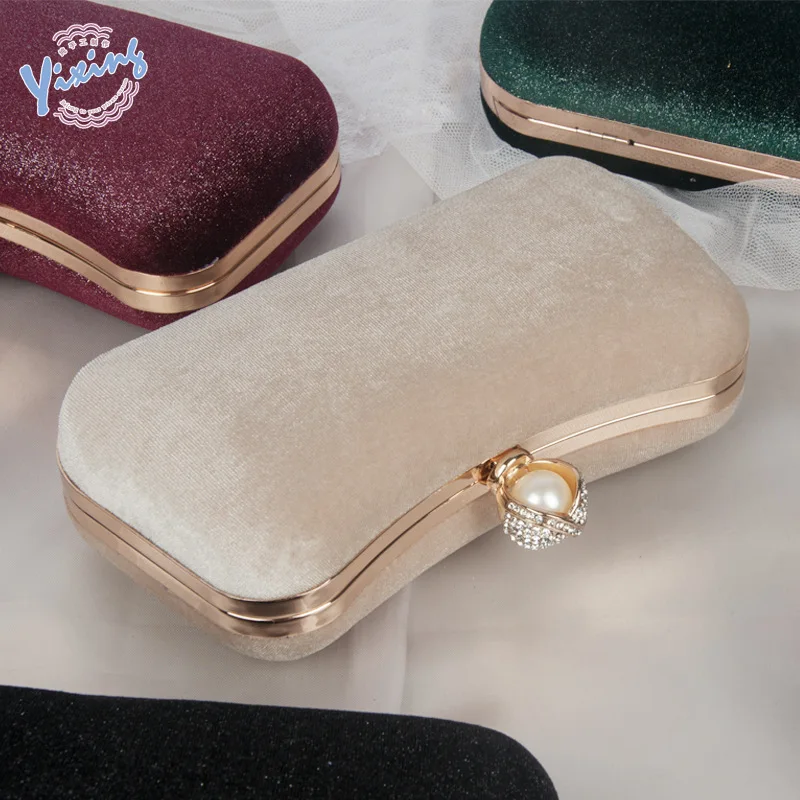 

New velvet bronzing evening bag retro party clutch wedding bag socialite dinner bag cheongsam formal dress women's shoulder bag