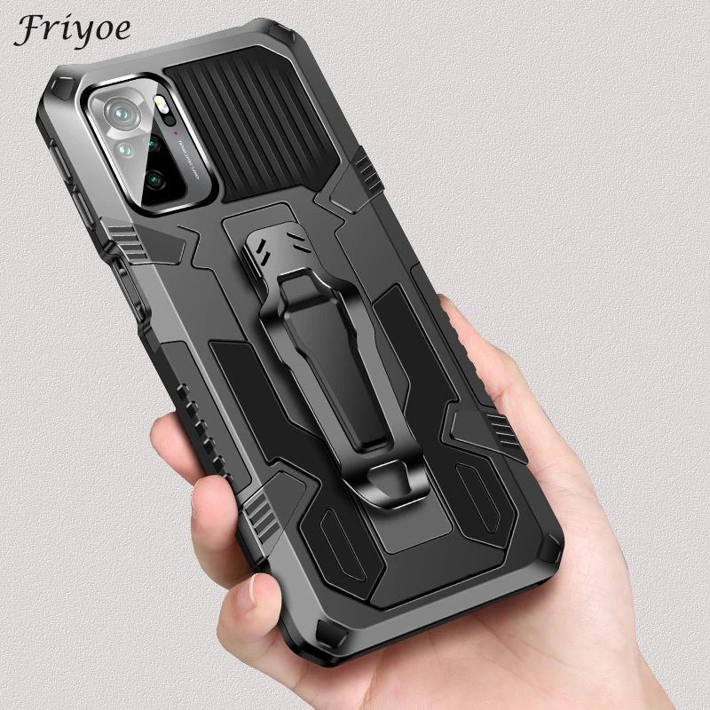 

Friyoe Rugged Phone Case For Xiaomi Redmi Note 10 Pro Max Belt Clip Kickstand Shockproof Back Cover Coque