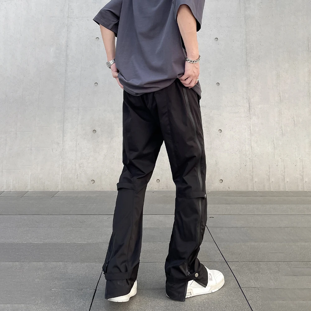 Casual Pants Men Y2k Streetwear Black Fashion Flared Trousers Summer Simple Solid Color High Street Autumn Fit Pantalones Hombre