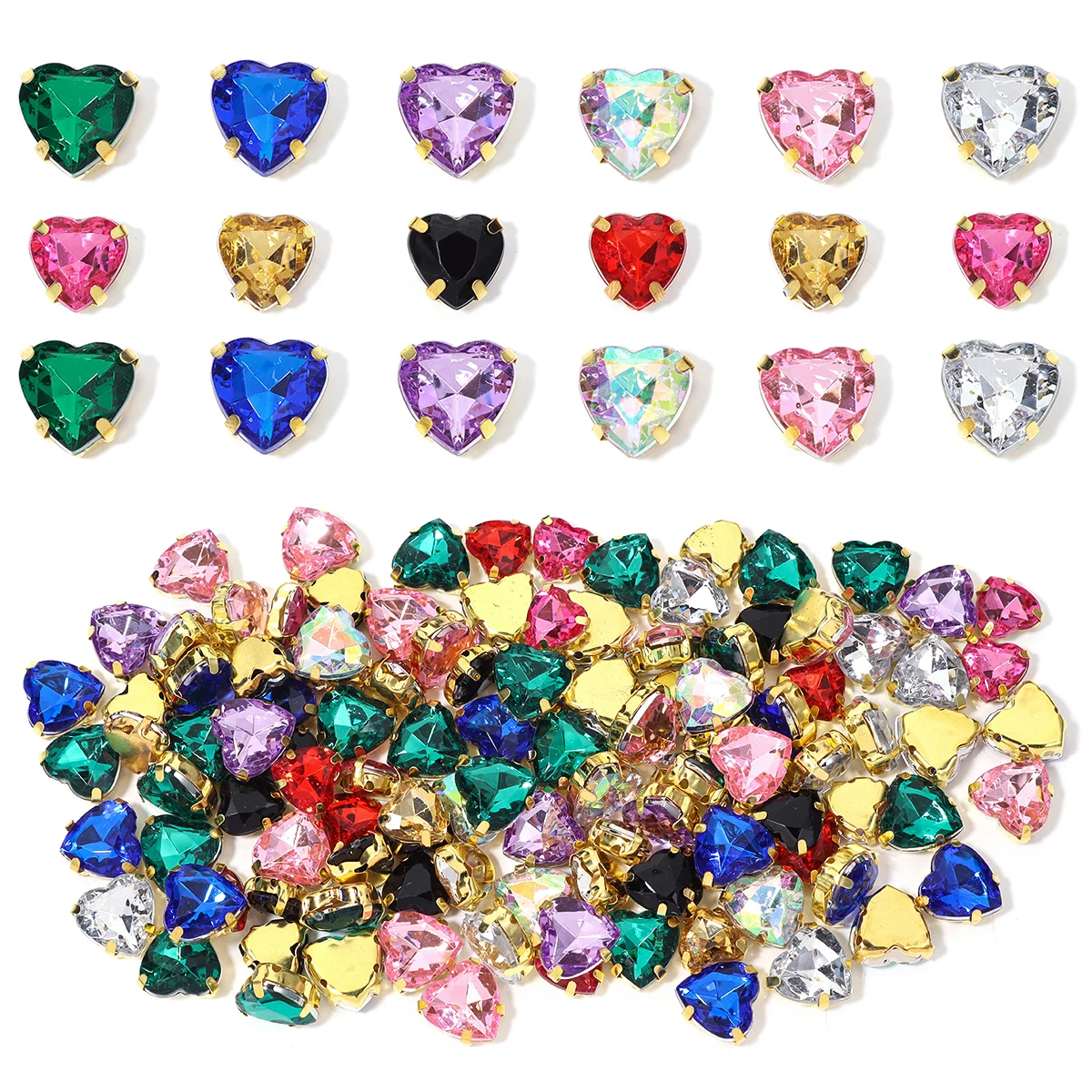30 teile/los 10/12mm Herz Form Acryl Nähen Auf Strass Edelstahl Goldene Klaue Perlen Für DIY Kleidung schmuck Dekoration