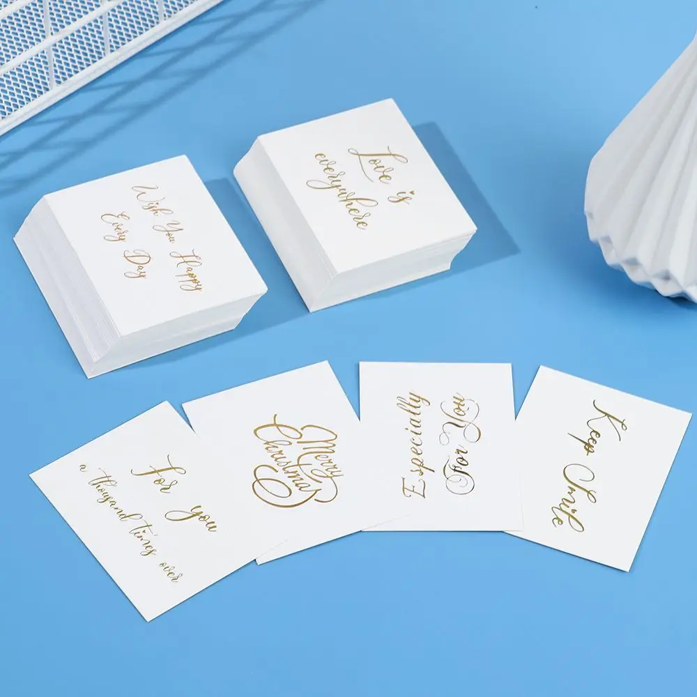 Elegant Gold Stamped Thank You Greeting Cards - Set of 50, 6x8cm White with Simple Design