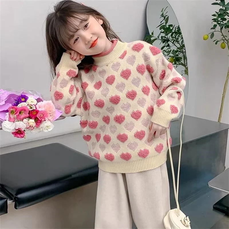 

Girls Sweater Wool Coat Kids Tops Knitting 2023 Thicken Warm Winter Autumn School Pullover Children's Clothing