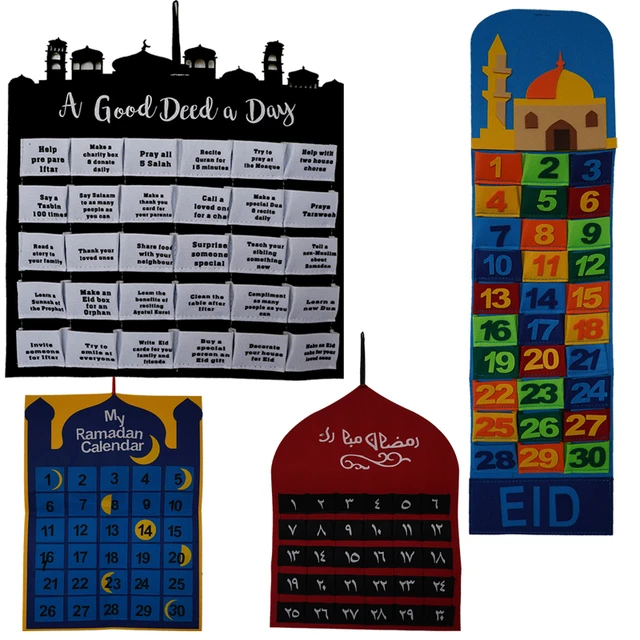 Calendrier du Ramadan en feutre avec poche pour enfants, Eid Mubarak,  compte à rebours musulman, cadeaux de bricolage, Bal233, fournitures de  décoration de fête, 2022 - AliExpress