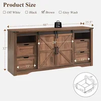Farmhouse TV Stand for 75+ Inch TV, 32" Tall Entertainment Center w/4 Drawers & Sliding Barn Door, Rustic Media Conso 2