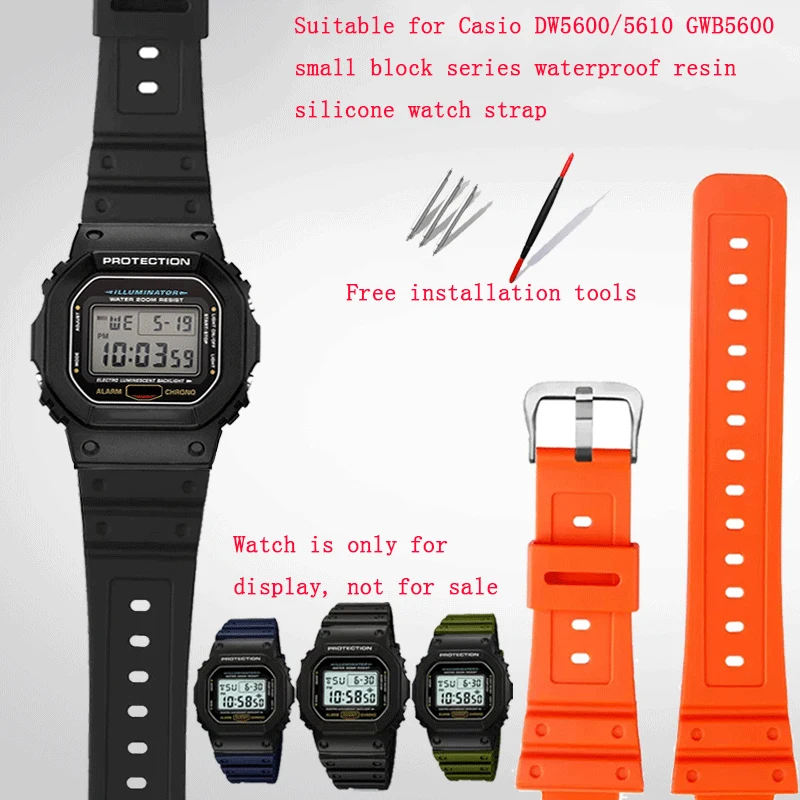 Adatto Per Orologio Casio Small Block Dw5600/5610 Gwb5600 Series Cinturino Per Orologio In Silicone Impermeabile In Resina 16Mm