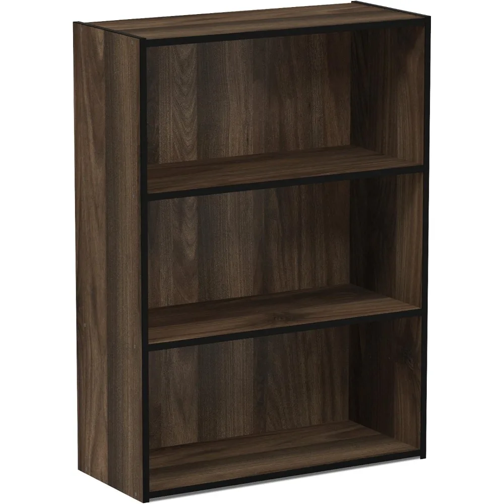 3-Tier Open Shelf Bookcase, Columbia Walnut