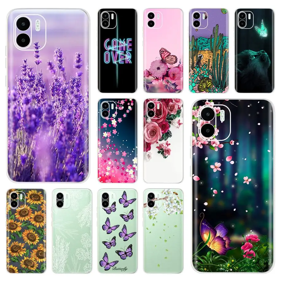 Per Xiaomi Redmi A1 Plus Custodia Fashion Flower Printed Cover Posteriore Trasparente Per Xiomi Redmi A1 A1 + Redmia1 Plus A1Plus 2022 Soft Shell