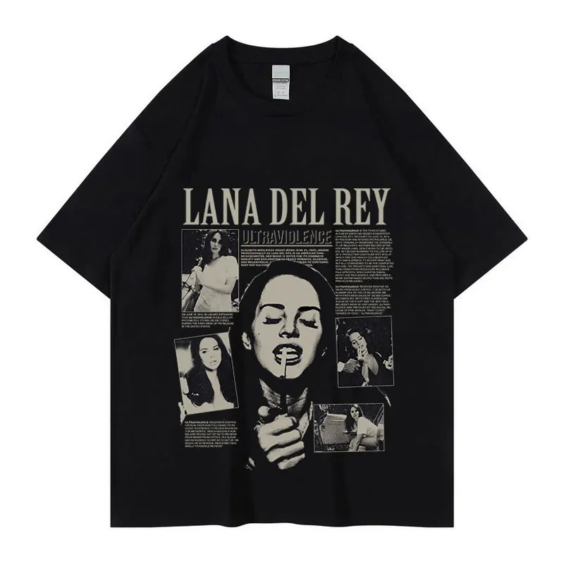 

Singer Lana Del Rey Vintage Graphic T Shirt Summer Men Women Fashion Short Sleeve T-Shirt Hip Hop Aesthetics T Shirts Streetwear