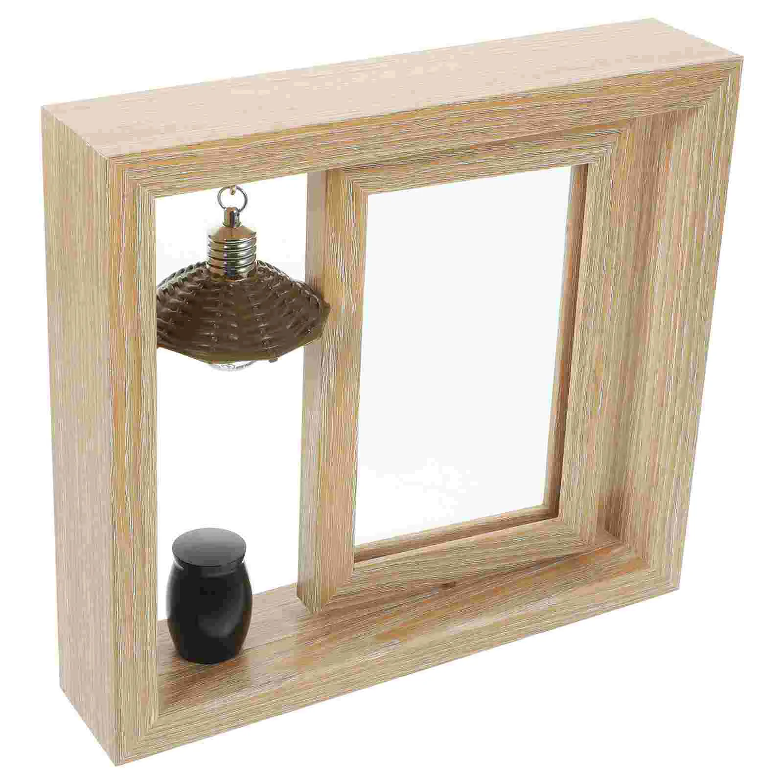 

1 Set of Memorial Photo Frame Wooden Picture Frame Tabletop Photo Frame with Small Urn for Ashes