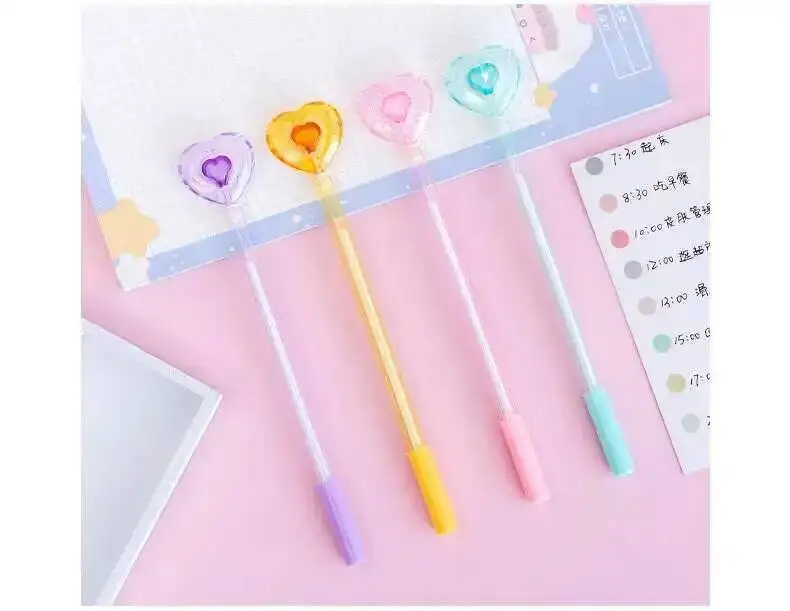 1-teiliges kreatives Kristall-Liebes-Gelschreiber, transparent, für Büro, Schule, Schreibwaren, niedlich, Kawaii, farbig, süß, reizend – Detail 20