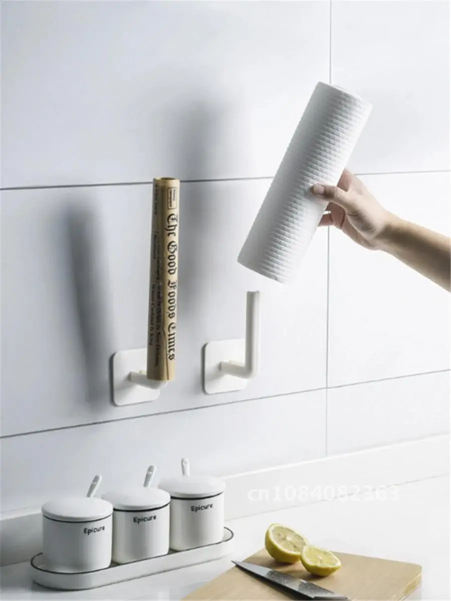 

1Pc Kitchen Self-adhesive Accessories Under Cabinet Paper Roll Rack Towel Holder Tissue Hanger Storage Rack for Bathroom Toilet