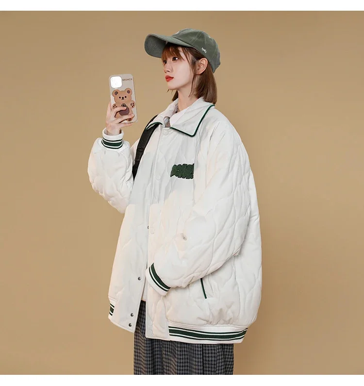 Description Picture 2 of item2024Jacket For Men Winter Warm Lapel Velvet Padded Jacket Couples Thickened Cold-Proof Parkas Vintage Fashion Windbreaker