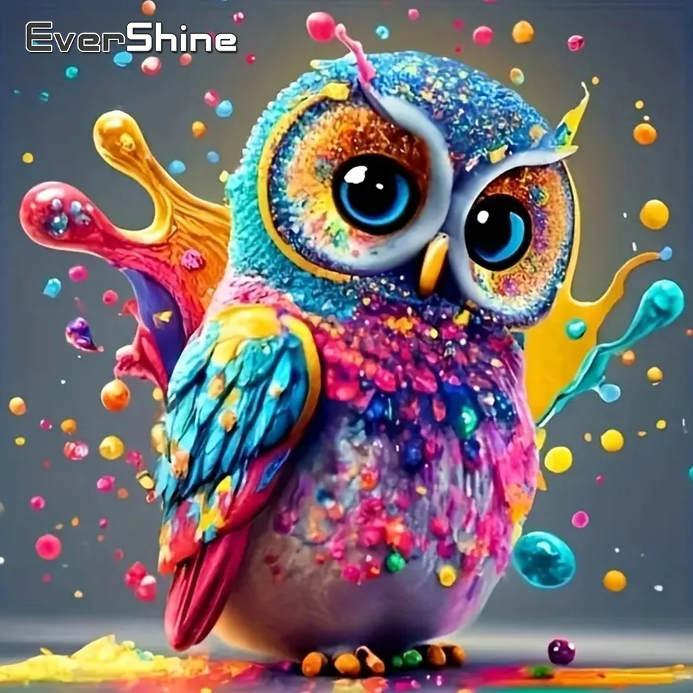 Evershine 5D Diamond Painting Owl Diamond Mosaic Animal Full Round Drill Picture Rhinestones Home Decor