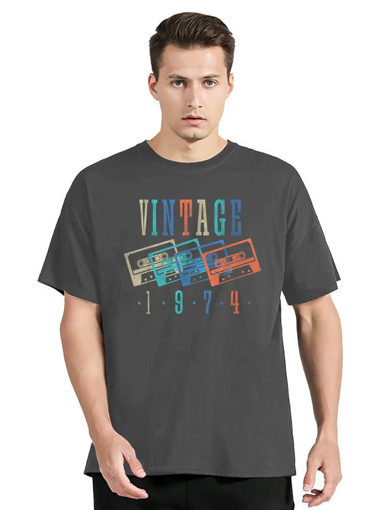 Hergestellt im Jahr 1974, limitierte Auflage, Baumwoll-T-Shirt für Herren, Streetwear, lässiges T-Shirt, neues O-Ausschnitt, übergroßes T-Shirt, modische Tops, Herrenbekleidung – Detail 4