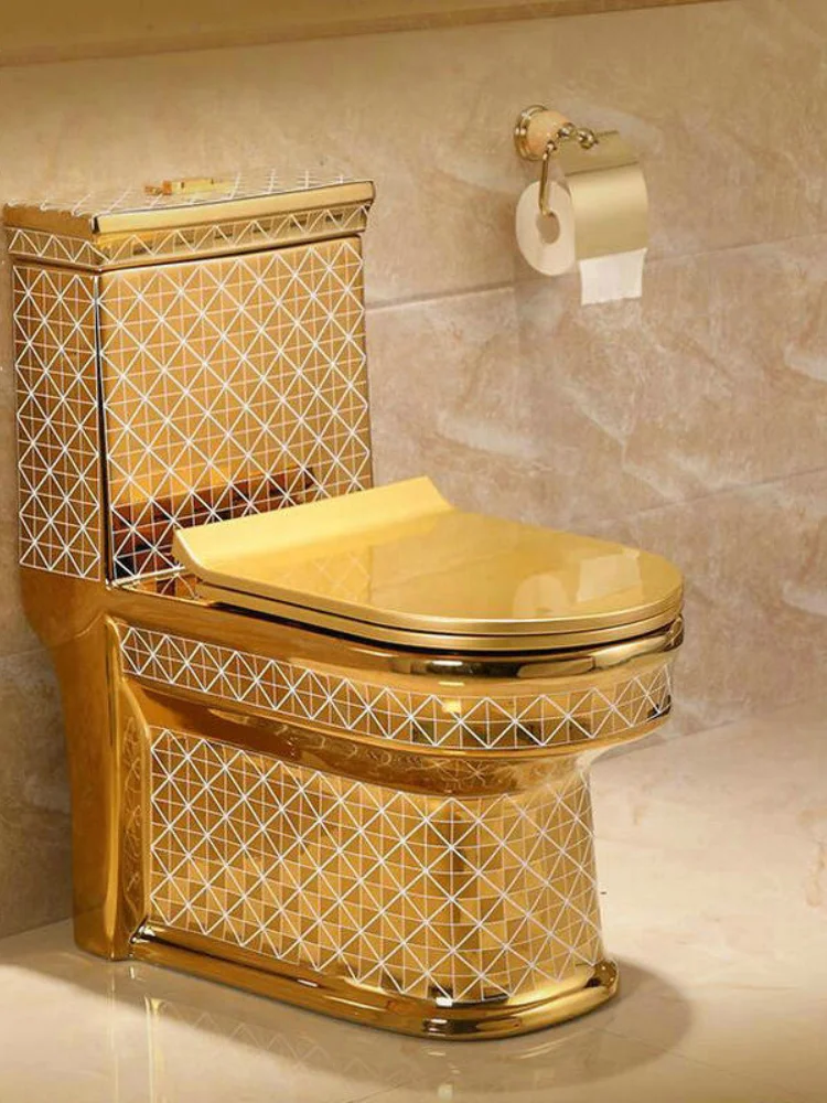 

Closestool de una pieza estilo diamante dorado artistico sifon Jet Fluishing s-trap montado en el suelo Luxious Villa