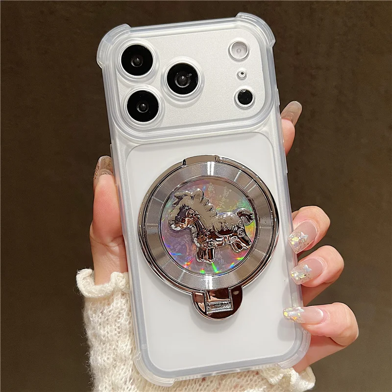 Luxury Rotating Gyro Magnetic Soft Clear Stand Case