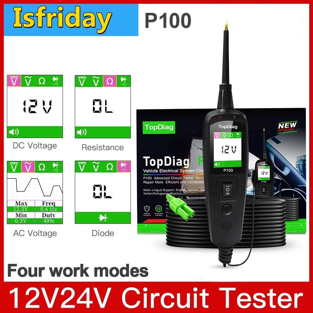 P100 Car Electrical Circuit Tester 12V 24V Automotive Circuit Tester