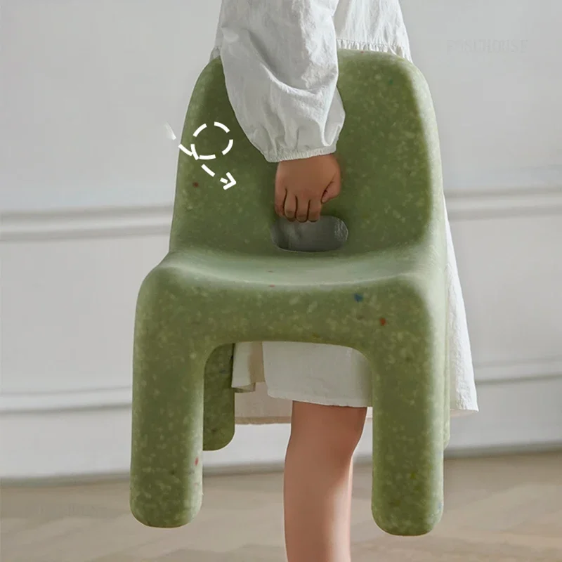 Creative Plastic Children's Chair for Kindergarten Backrest Rounded Corner Small Chairs Nordic Ins Fashion Kids Chair for Home
