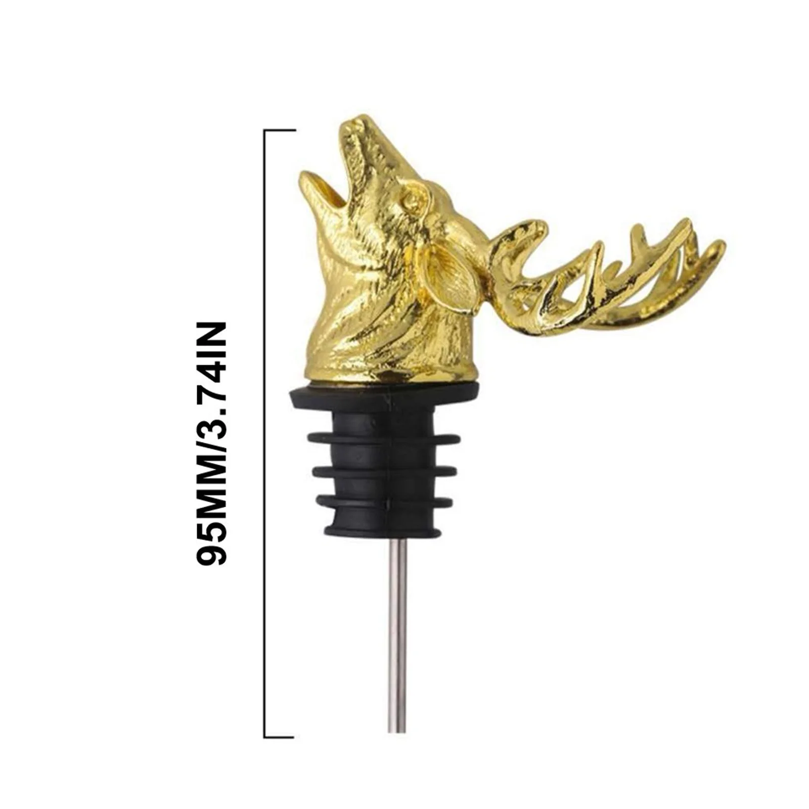 Zinc Alloy Deer Head Red Wine Aerator Pourer Wine Bottle Stopper Tool Eye Catching Animal Shape Design Made for Longevity