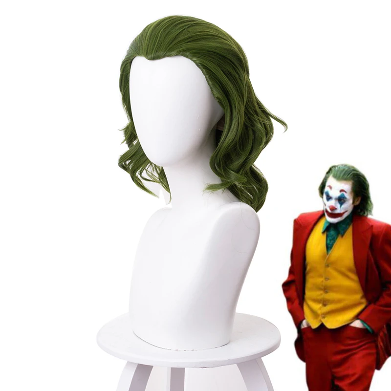 

Joker Origin Movie Clown Joker Wig Cosplay Costume Joaquin Phoenix Arthur Fleck Curly Green Heat Resistant Synthetic Hair