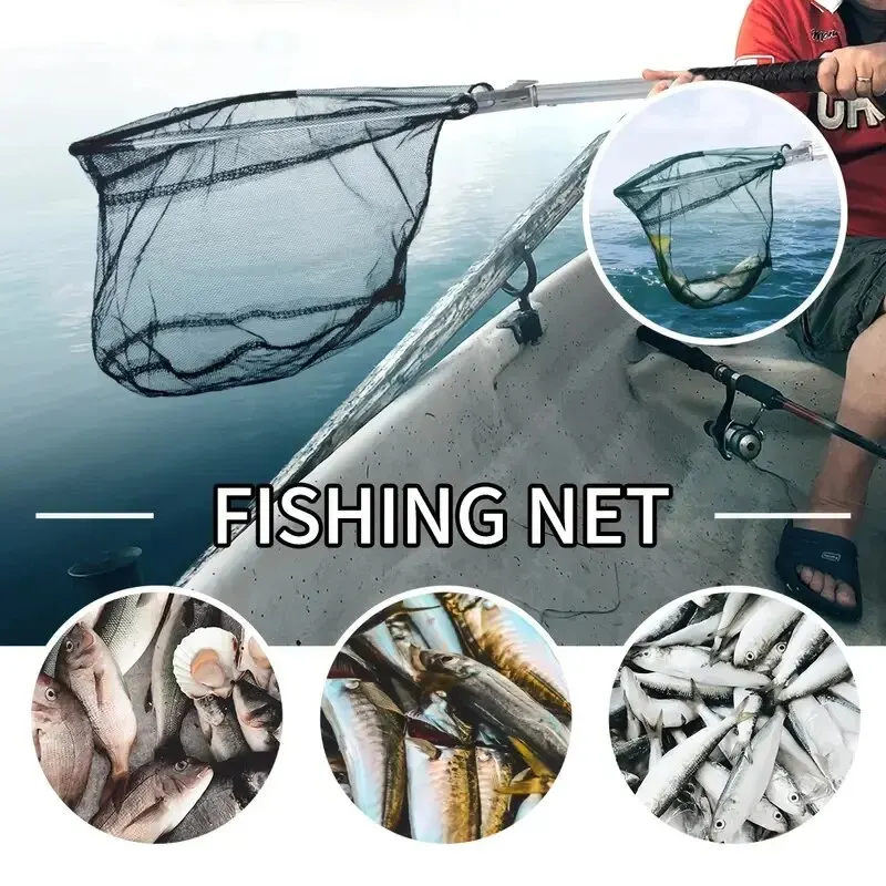 Heavy Duty Folding Fishing Landing Net with Adjustable Pole Handle