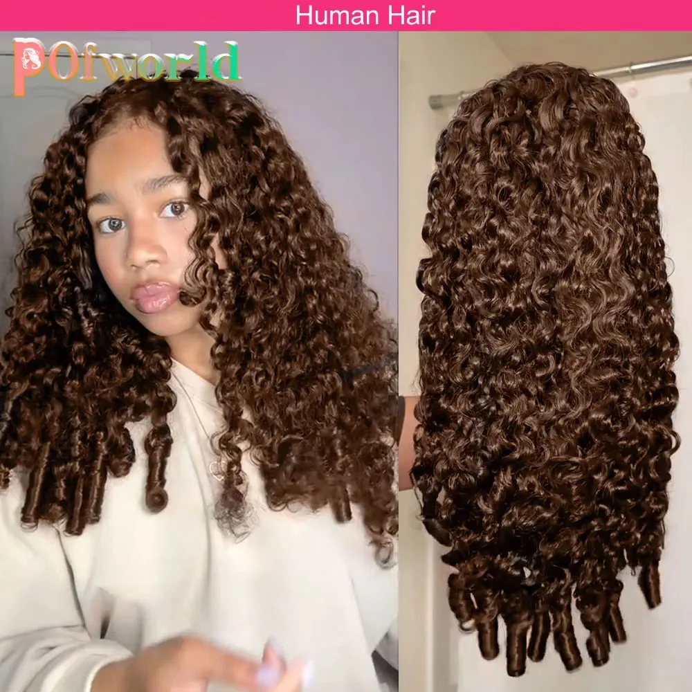 Perruque mi-frisée brune chocolat naturelle sans colle 3-en-1 avec cordon de serrage, en cheveux humains vietnamiens 1 Perruque mi-frisée brune chocolat naturelle sans colle 3-en-1 avec cordon de serrage, en cheveux humains vietnamiens 1