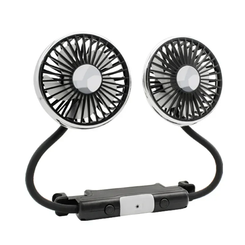 Double Head Car Back Seat Fan with 3 Speed Wind Adjustment