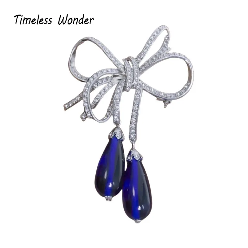 

Timeless Wonder Fancy Zircon Geo Bowknot Brooch Pins for Women Designer Jewelry Runway Top Punk Luxury Cute Rare Sweet 7555