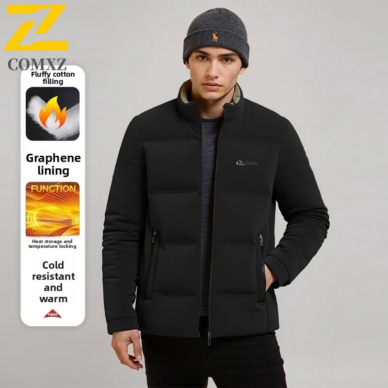 ​Men Thermal Cotton Jacke Winter Fashion Windproof Waterproof Solid Color American Style Casual Parka Multi-Pocket Outdoor Coat​