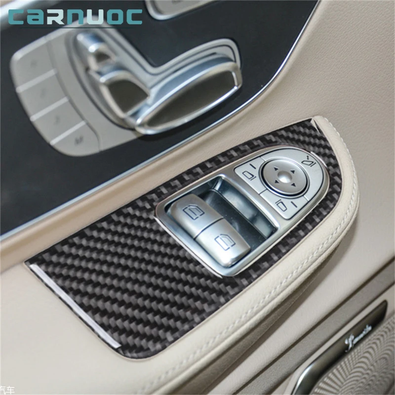 

For Mercedes Benz V-Class V250 V260 2016-2021 Carbon Fiber Black Stickers Window Button Door Handle Cover Trim Car Accessories
