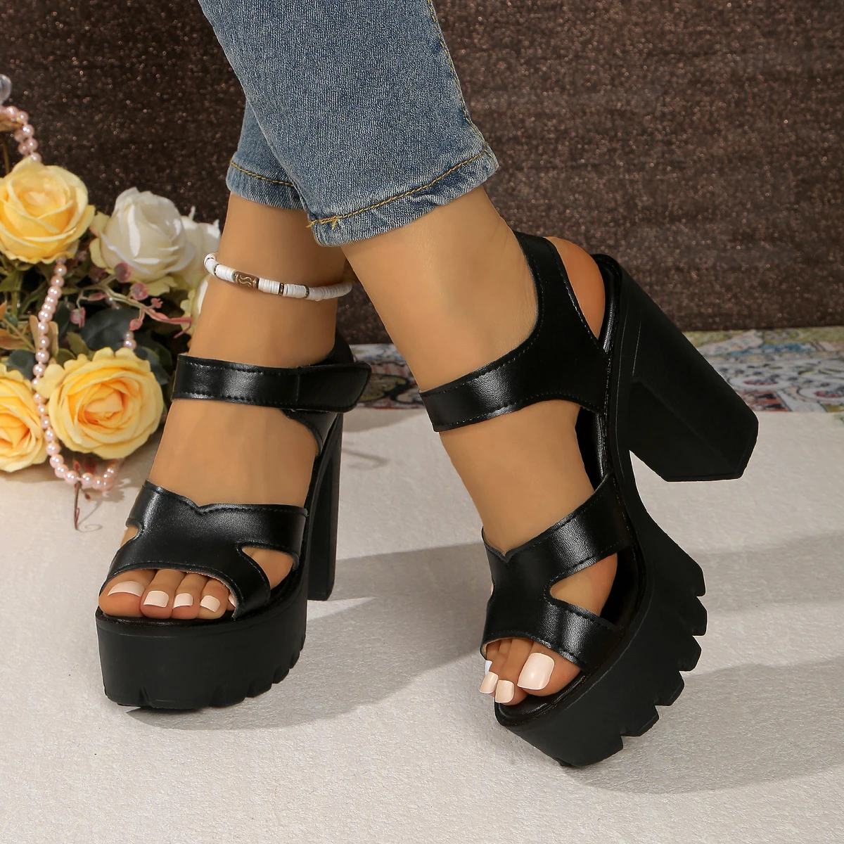 Women Sandals 2025 New Summer Platform High Heels Sandals Women Waterproof Super-high Chunky Heels Womens Shoes Zapatos De Mujer - 3