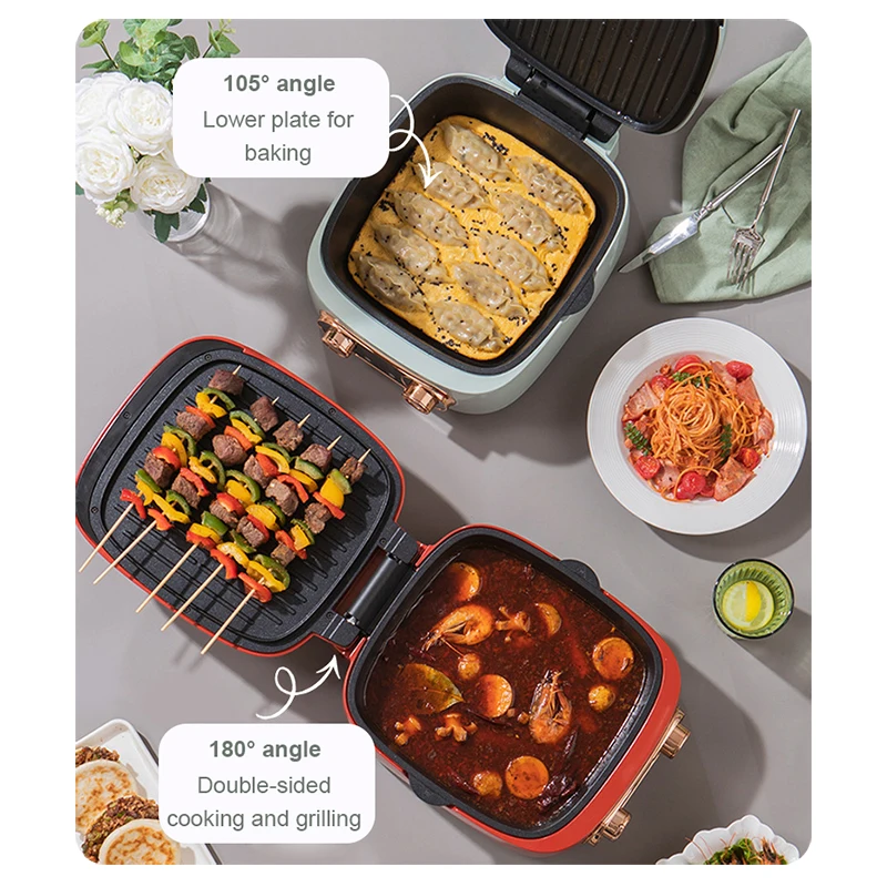 Multifunction Electric Crepe Maker Detachable Deep Cooking Hot Pot Pancake Baking Pan Double-sided BBQ Grilling Skillet Steamer 3