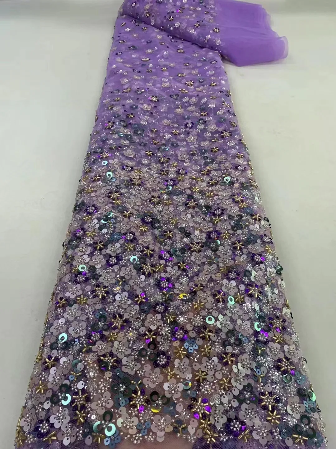 

Nigerian Beads Lace Fabrics African Lace Fabric 2023 High Quality Lace Sequins Beaded French Lace Fabric for Dress Sewing