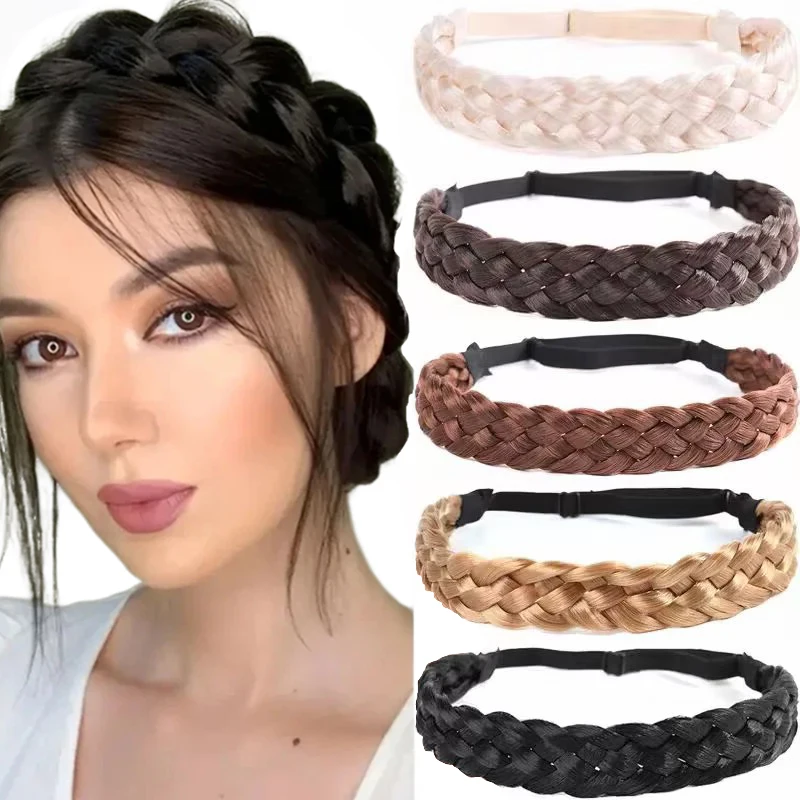 

Fashion Synthetic Braided Headbands Fake Hair Plaited Hair Band Braiding Hair Accessories Extension Hairpiece for Women Girls