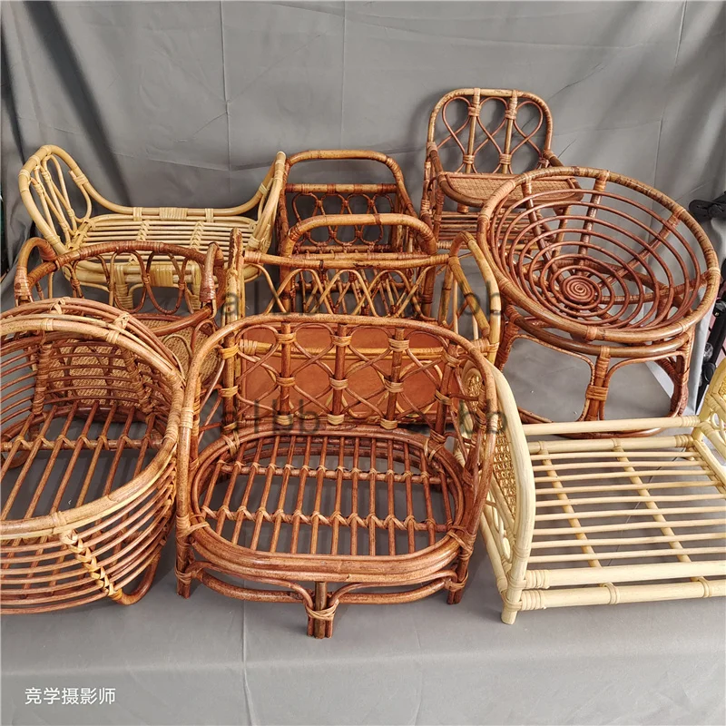 Newborn-Photography-Props-Retro-Rattan-Basket-Chair-Infant-Photo-Prop