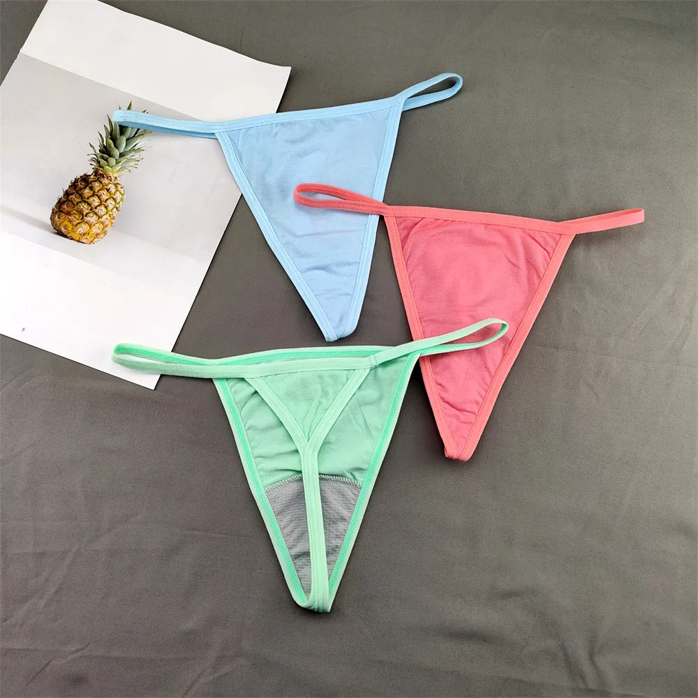 3pcs Soft Low Waist Cotton Thong Sexy Women Bikini Underwear Breathable  Girl Tanga Briefs G-string Intimates - Panties - AliExpress