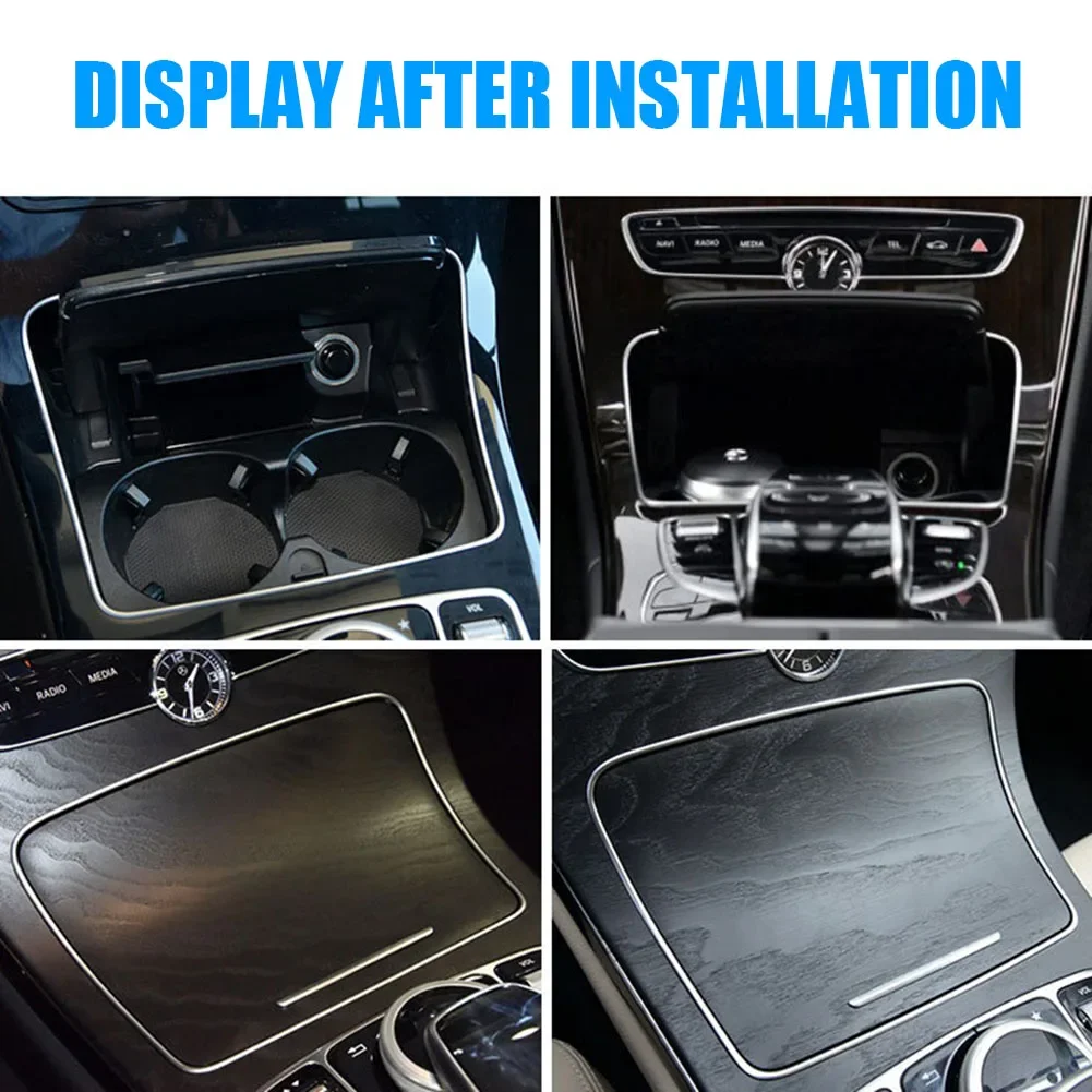 Car Centre Console Ashtray Cup Holder Strip Trim Chrome Frame Water Cup Holder For Mercedes Benz C GLC Class W205 W253 2015-2020