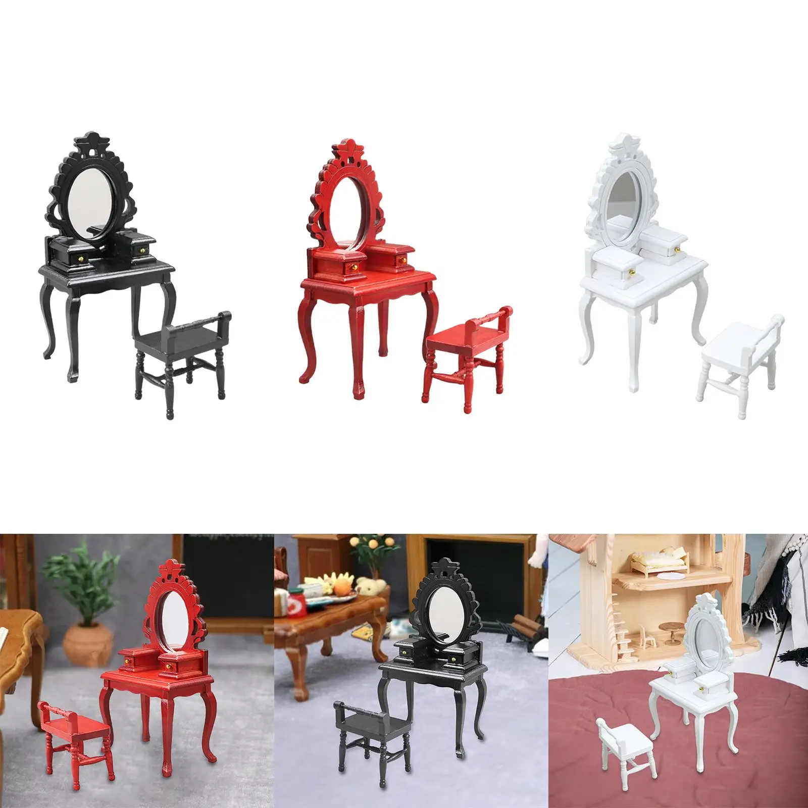 Simulation Mini Vanity Set Furniture Toy for Miniature Dollhouse Furniture Simulation Mini Vanity Set Furniture Toy for Miniature Dollhouse Furniture
