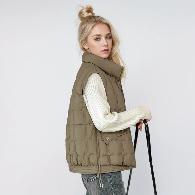 Autumn Cotton-padded Women's Jacket Short Cropped Puffer Jacket Loose-fit Down Vest Korean Style For Students Winter