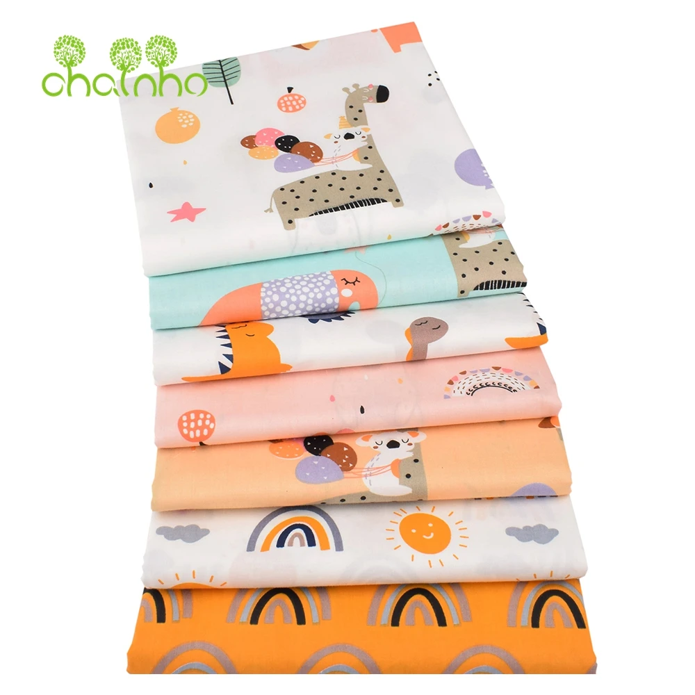 Chainho,Printed Twill Weave Cotton Fabric,DIY Sewing Quilting Material,Patchwork Cloth,Cartoon Series,2 Specification,15C294