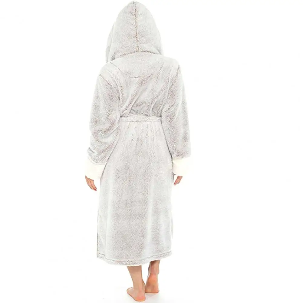 Plus Size Women Autumn Winter Bathrobe Tight Waist Loose Nightie Keep Warm