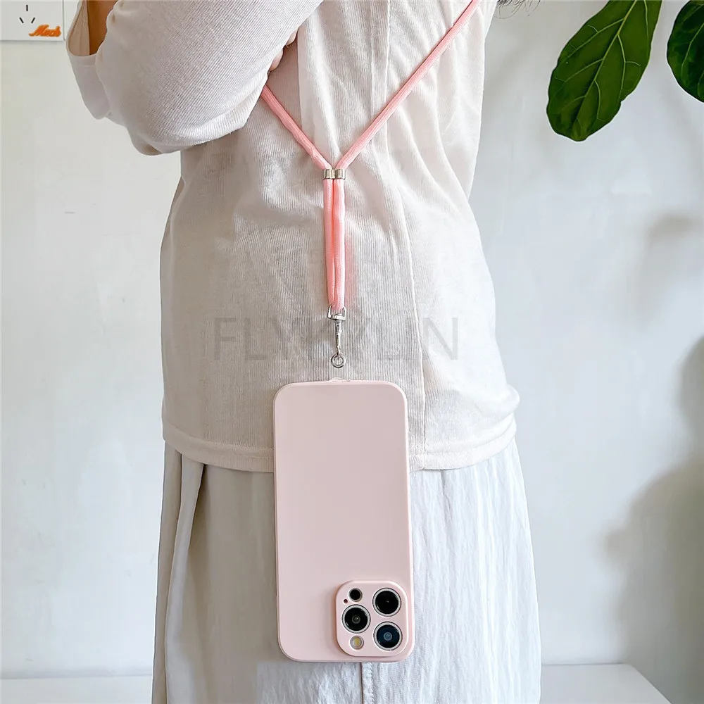 Versatile Silicone Crossbody Phone Case with Necklace Strap