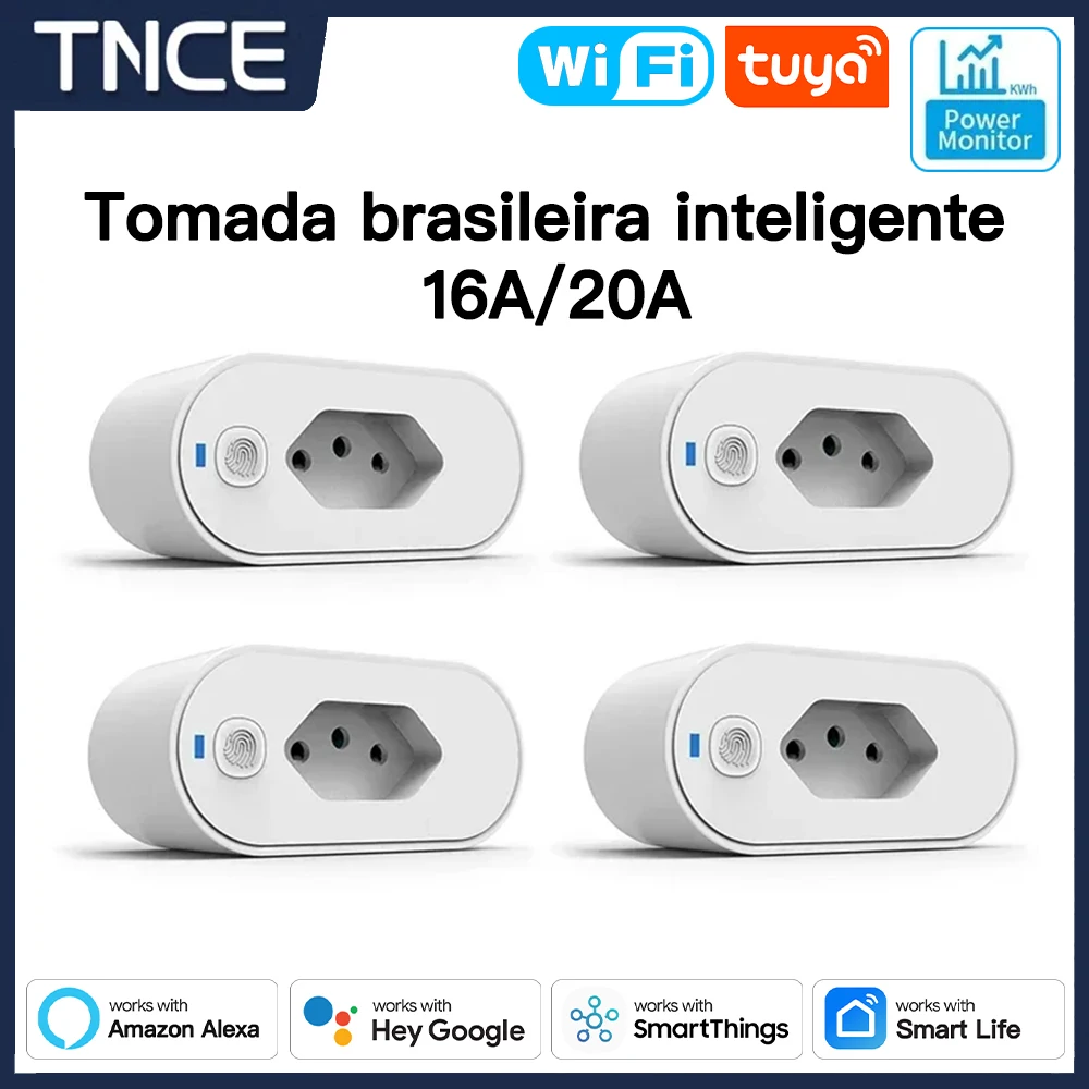 TNCE Smart Plug Adapter TUYA Brazil, WiFi Zigbee smart socket 16A 20A power monitor smart control outlet voice Google Home Alexa