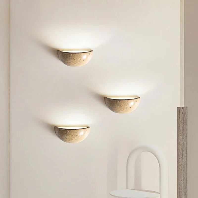 Designer's Cream Wind Yellow Cave Stone Creative Wall Light Bedhead Living Room Sofa Background  Home Decoration Travertine 2