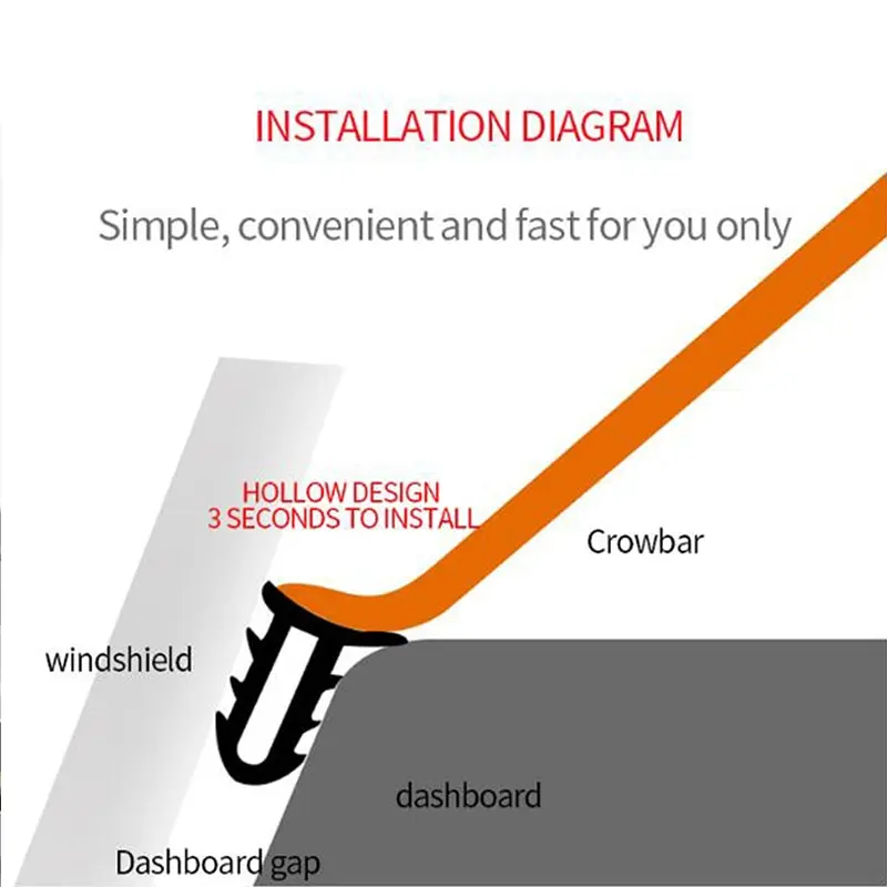 Rubber Sealing Strip 1.6M Car Auto Dashboard Noise Sound Insulation Universal for Weatherstrip