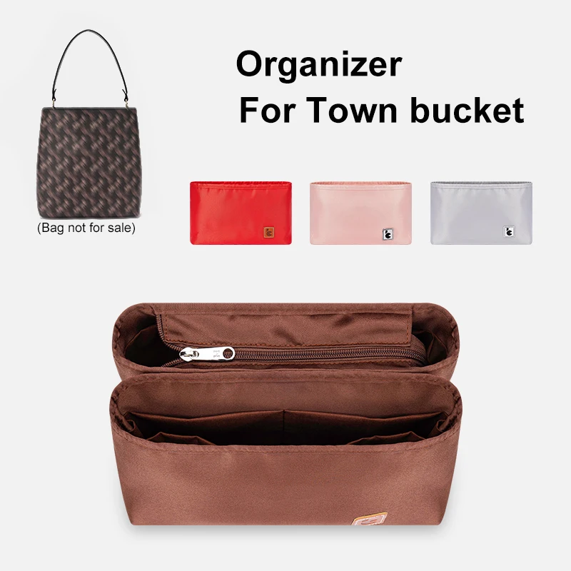 

Satin Handbag Organizer for Coach Town Bucket Large-capacity Inner Bag Accessories for handbags Divider Travel Makeup Bag Insert