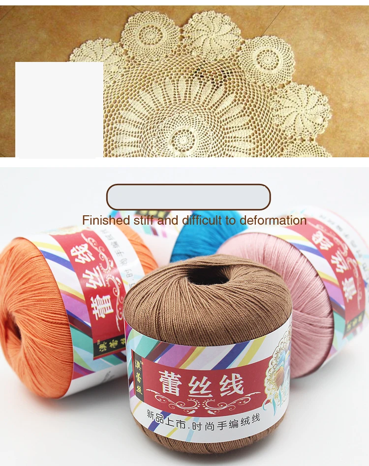 1Pc 50g 100% Cotton Yarn for Hand Knitting Soft lace Crochet Yarn Thin threads for sweater shawl toy amigurumi line 180Meter 5