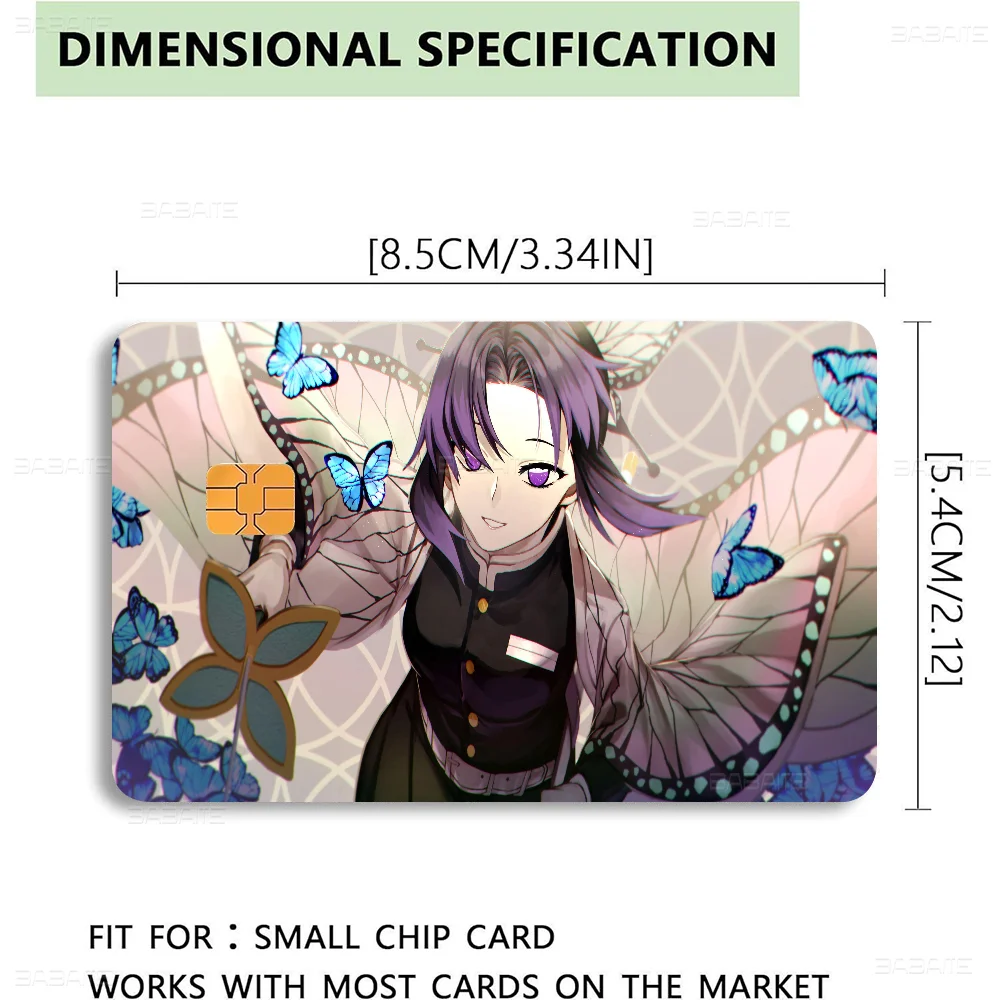 Demon Slayer Kochou Shinobu Anmie Sticker Film Skin Cover for Credit Card Debit Bank Card Front