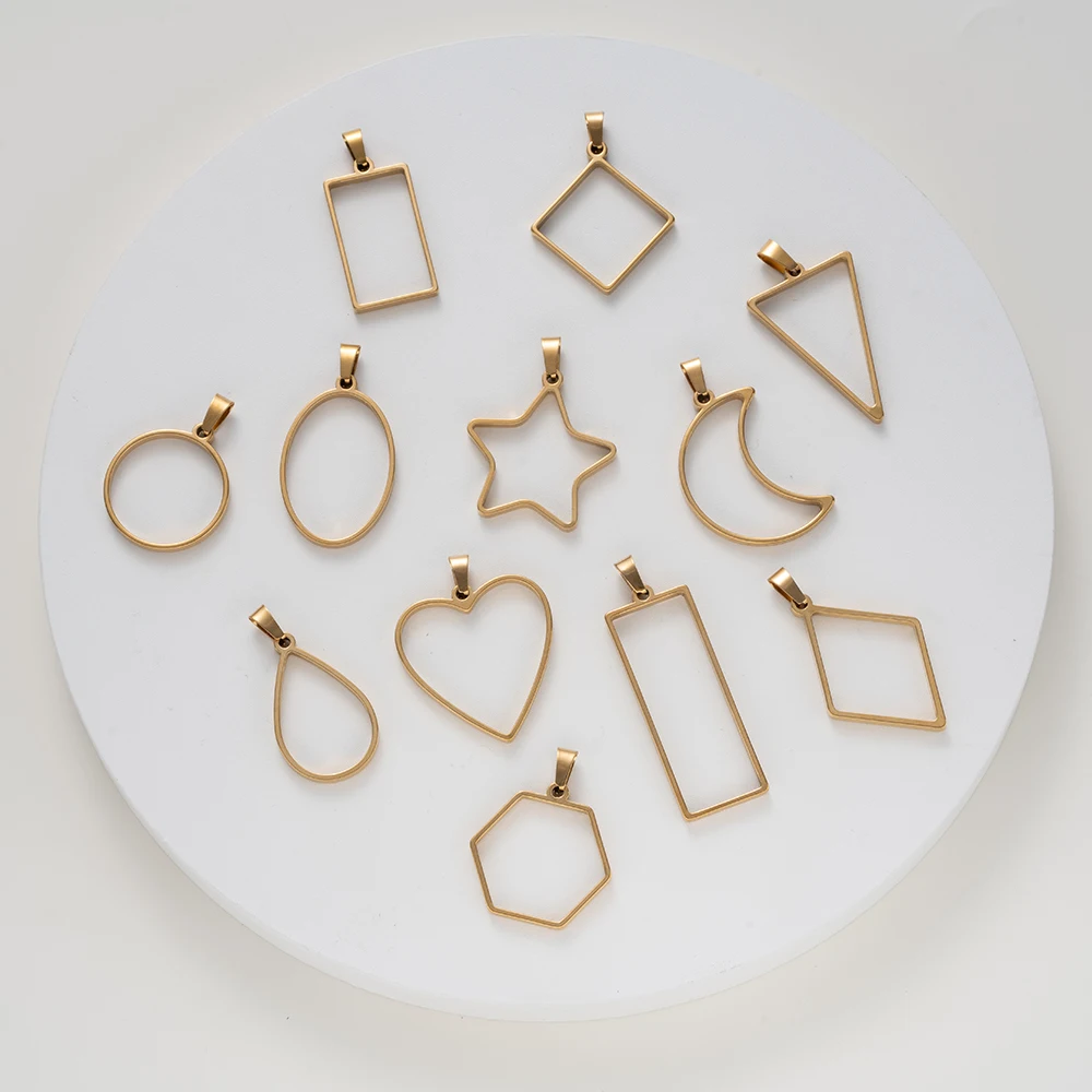 5 stücke Edelstahl Herz Quadrat Geometrische Form Charme Rahmen Lünette Anhänger Basis Für Diy Halskette Ohrring Schmuck Machen Liefert